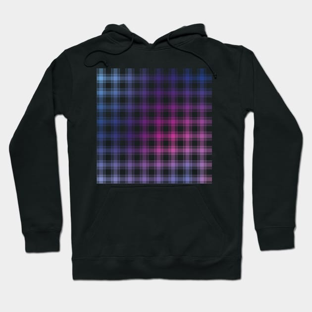 Plaid Pattern in Cool Blue Purple and Pink Gradient Hoodie by murialbezanson